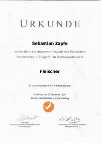 1. Landessieger Leistungswettbewerb des Deutschen Fleischerhandwerks