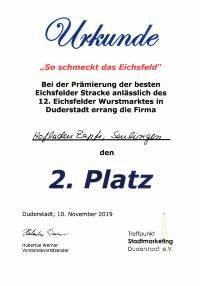 Eichsfelder Wurstmarkt 2019 - 2. Platz